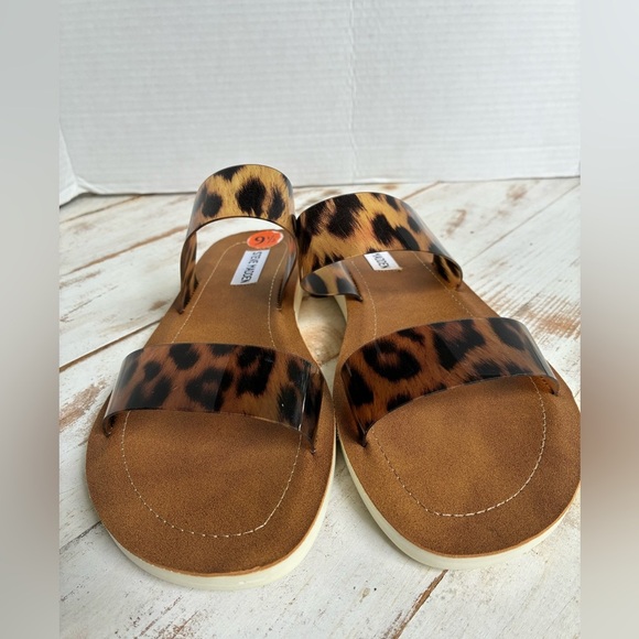 STEVE MADDEN leopard print slide sandals 9.5 chic cute summer animal print EUC - Picture 4 of 15